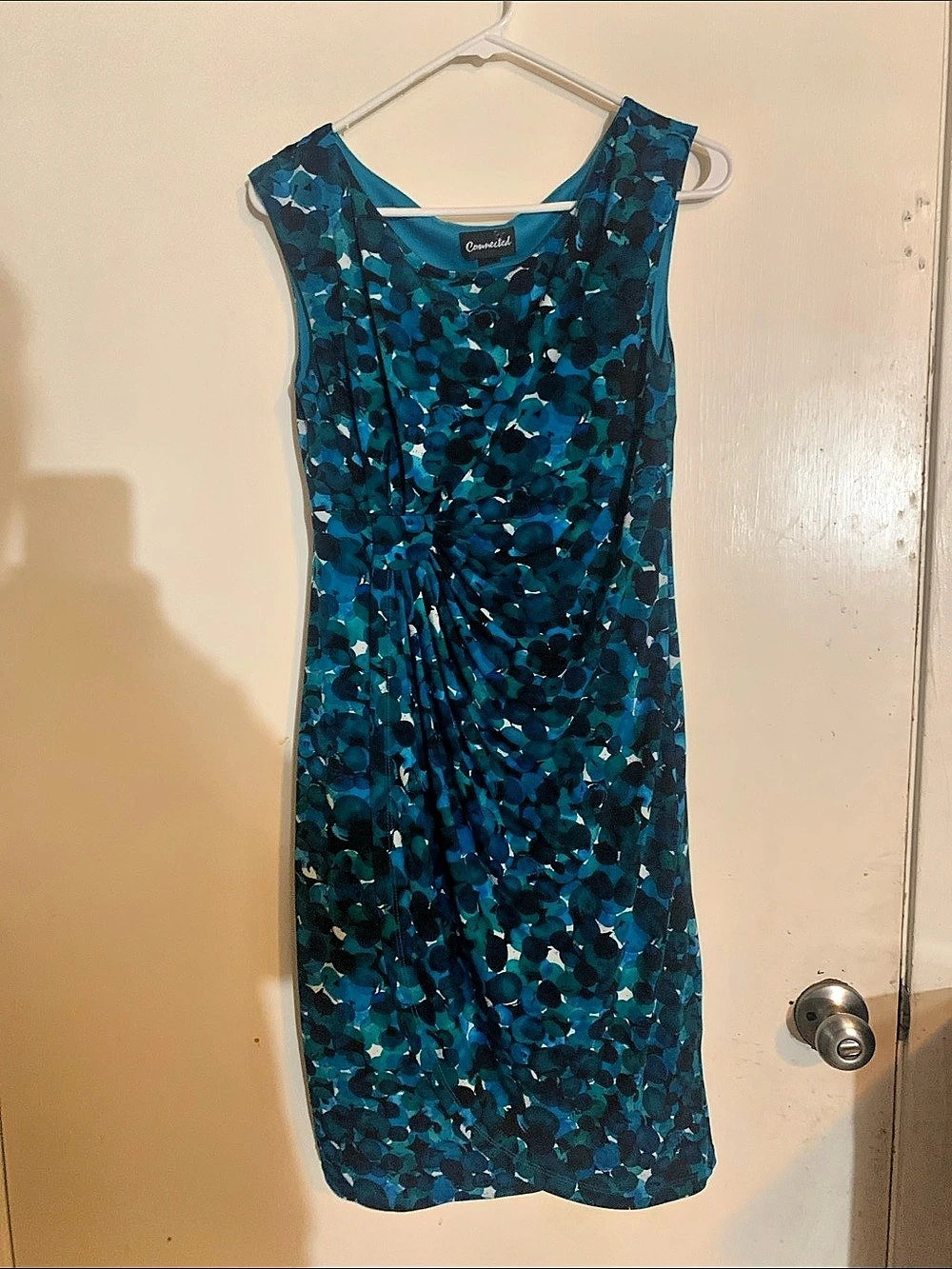 Connected Abstract Midi Dress in Blue & Black Size 8